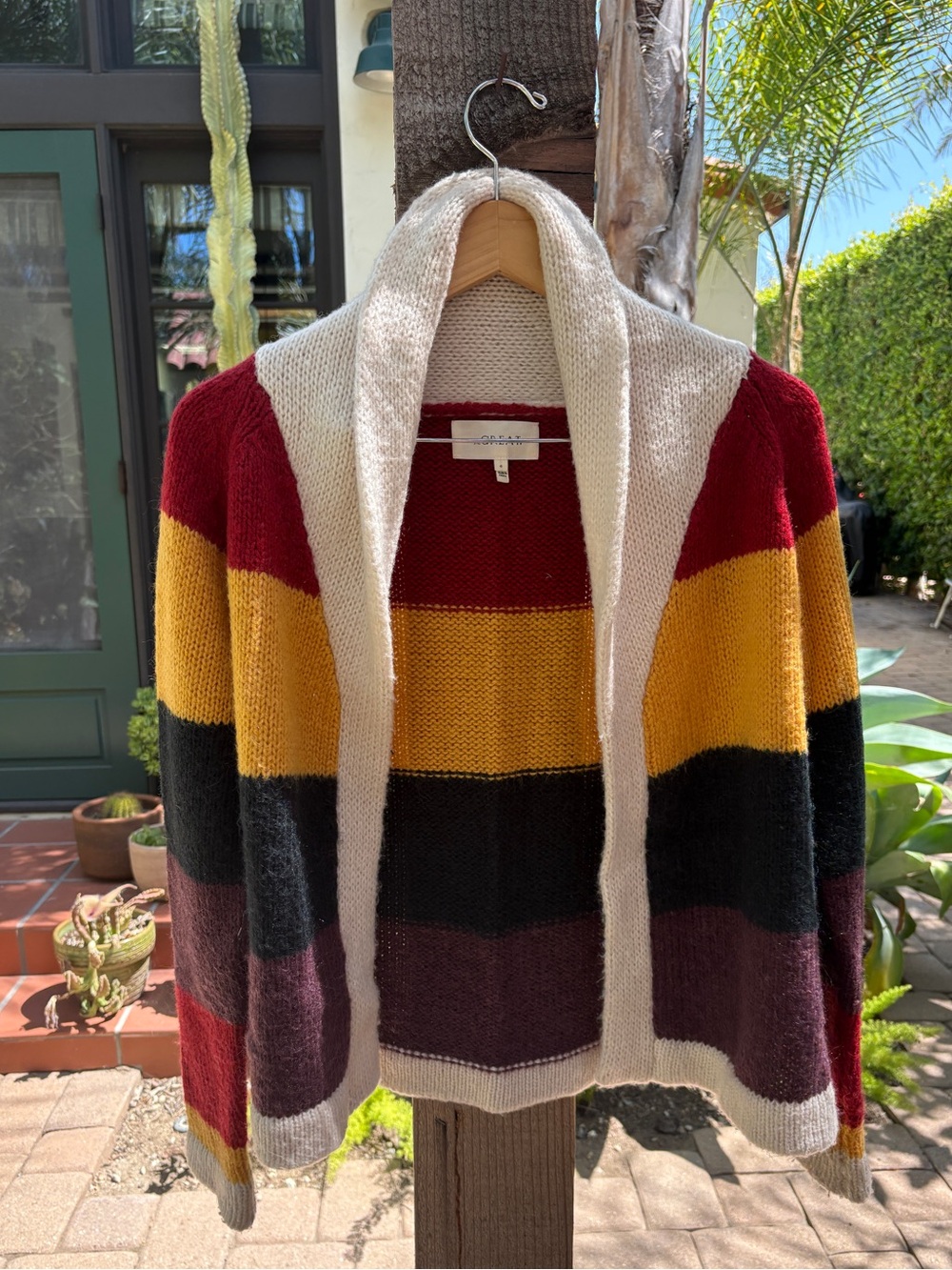 The GREAT. Striped open front cardigan size 0